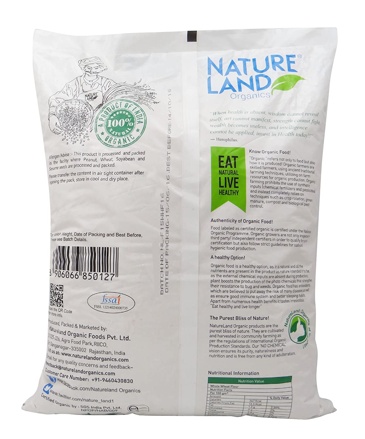 Organic Whole Wheat Flour 5 Kg